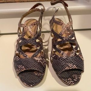 Barely worn snakeskin print strappy heels!